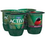 DANNON ACTIVIA LOW FAT MIXED BERRY 4PK - 4 OZ