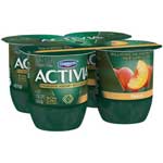DANNON ACTIVIA  LOW FAT PEACH 4PK - 4 OZ