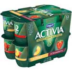 DANNON ACTIVIA PEACH/STRAWBERRY 12PK - 4 OZ