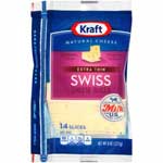 KRAFT CHEESE SLICES EXTRA THIN SWISS - 8 OZ